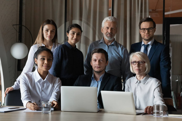 Portrait of diverse businesspeople employees team standing in office - Zdjęcie, obraz