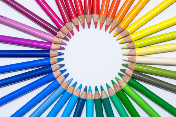 Circle with Colorful Crayons - Photo, Image