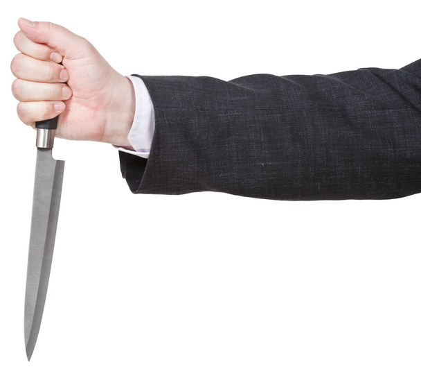 side view of knife in male hand - Φωτογραφία, εικόνα