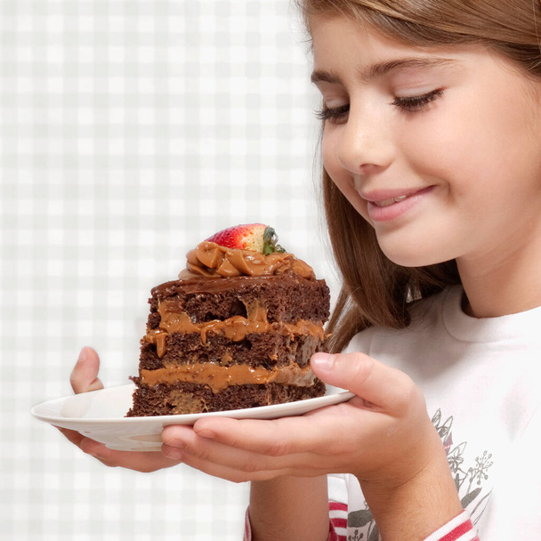 young woman with a cake - Photo, image