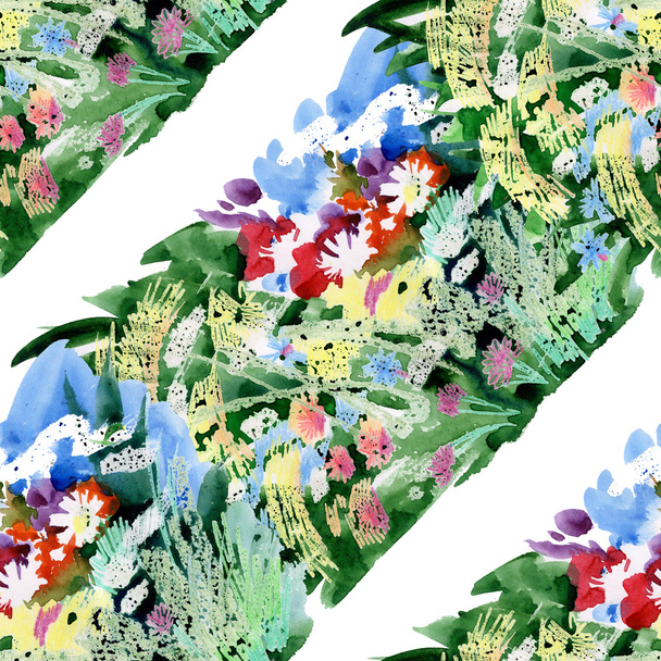 Watercolor pattern with garden flowers - Foto, immagini