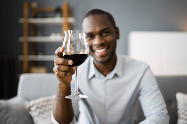 Man Drinking Red Wine In Video Conference At Home - Fotó, kép