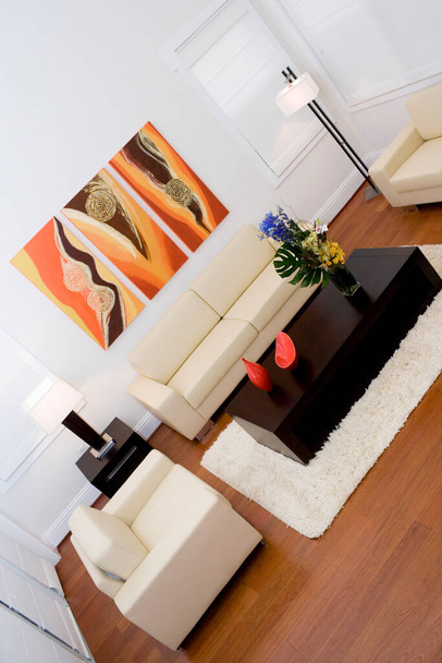 modern interior design, living room, comfortable sofa, furniture, home decoration, table, couch, bedroom - Foto, Imagem