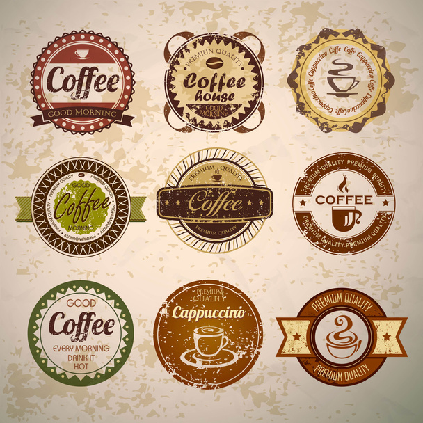 Set of vintage decorative coffee labels - Vettoriali, immagini