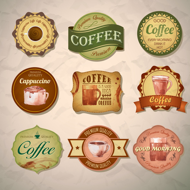 Set of vintage decorative coffee labels - Vektor, obrázek