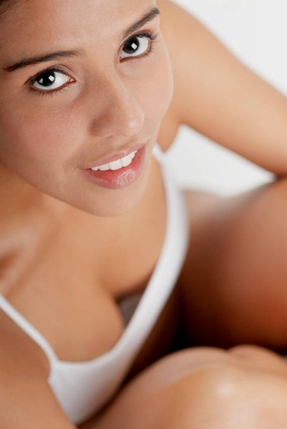 close-up portrait of a beautiful young woman with a smile - Photo, image