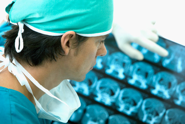 Close-up of a male doctor examining an X-Ray report - Valokuva, kuva