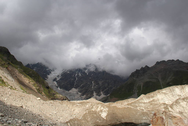 shkhara glacier, Caucasus Mountains, Georgian mountains, Svaneti   - Φωτογραφία, εικόνα