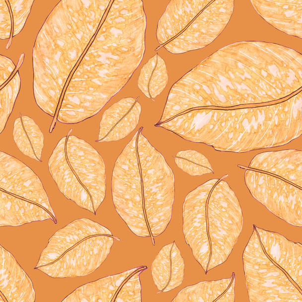 Υδατογραφία αδιάλειπτη μοτίβο με τροπικά φύλλα. Όμορφο allover print με χειροποίητα εξωτικά φυτά. Βοτανικός σχεδιασμός μαγιό. - Φωτογραφία, εικόνα