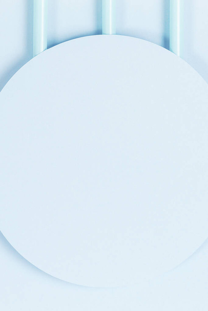 Astratto sfondo colore blu pastello. Forme e linee geometriche minime, vista dall'alto - Foto, immagini