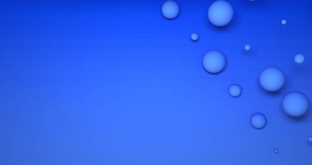 Dinamik 3 boyutlu küreleri olan soyut mavi arkaplan. Mavi arka planda mavi ve siyah balonlar. - Fotoğraf, Görsel
