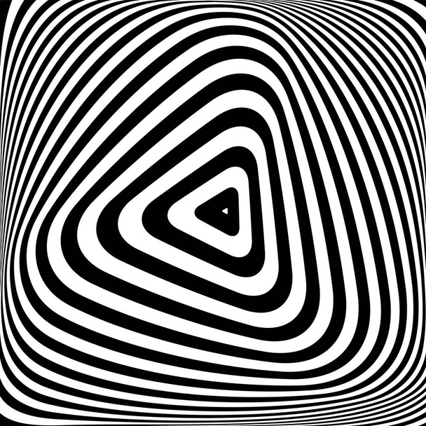 Abstrakte Dreieckslinien op Kunstmuster mit Illusion der Drehbewegung und 3D-Effekt. Vektorillustration. - Vektor, Bild