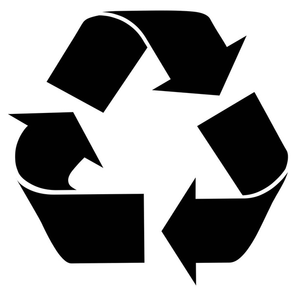 白い背景の黒いベクトルアイコン。リサイクル - ベクター画像