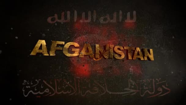 Movimiento lento de la bala de Isis rompiendo el texto de Afganistán - Metraje, vídeo