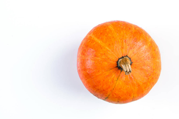 Ripe pumpkin on a white background. Autumn harvest. Thanksgiving and halloween concept. - Zdjęcie, obraz