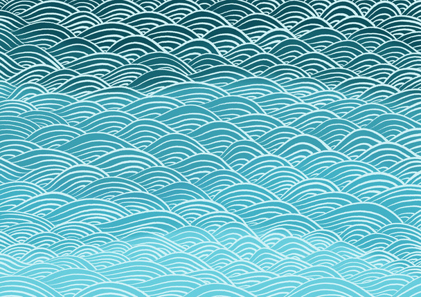Ocean wave oriental art illustration background for decoration on summer holiday and Japanese art concept. - Photo, Image