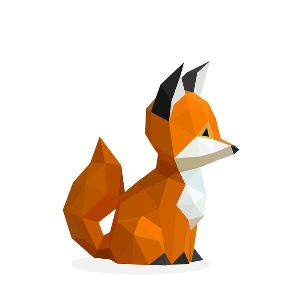 Low poly fox image. polygonal animal vector illustration logo - Vector, Image