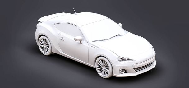 Model sports compact car made of matte plastic. City car coupe. Youth sports car. 3d illustration - Photo, Image