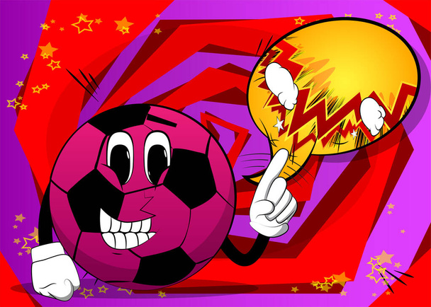 Футбольний м'яч каже "ні" пальцем. Традиційний футбольний м'яч як мультиплікаційний персонаж з обличчям
. - Вектор, зображення