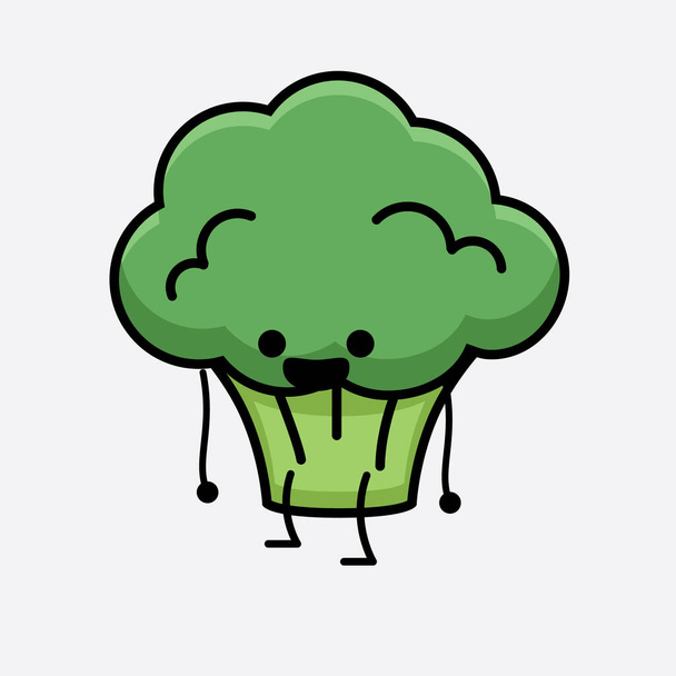 Vector Illustration of Broccoli Character Mascot на ізольованому тлі - Вектор, зображення