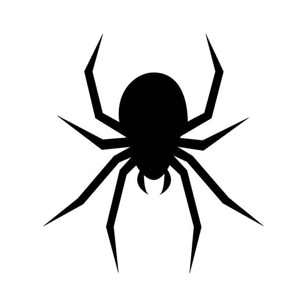 Black silhouette of spider isolated on white background.Vector illustration. - Vettoriali, immagini