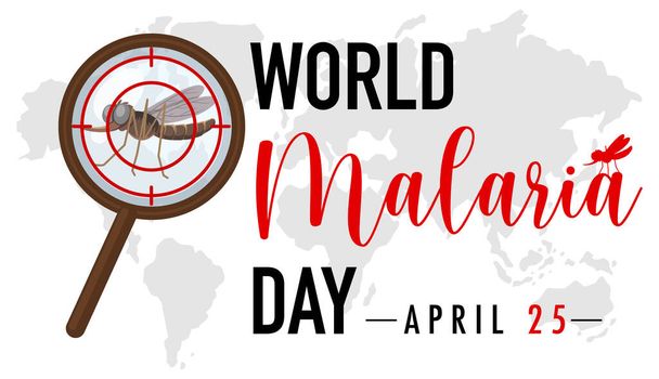 Логотип или баннер Всемирного дня борьбы с малярией на фоне карты мира - Вектор,изображение