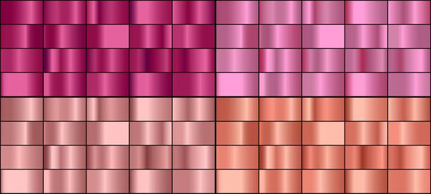 Διάνυσμα σύνολο πολύχρωμα ροζ χρυσό μέταλλο κλίσεις. - Διάνυσμα, εικόνα