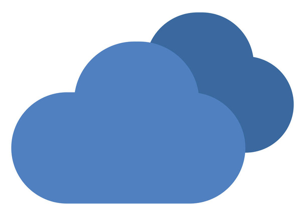 Dos nubes azules, ilustración de iconos, vector sobre fondo blanco - Vector, Imagen