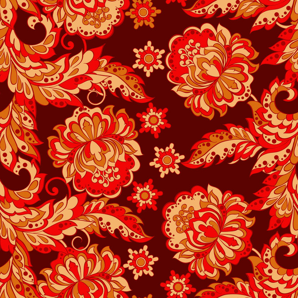 Ornement vectoriel batik folklorique. Ethnique Floral motif sans couture. - Vecteur, image