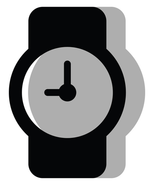 Schwarze Armbanduhr, Illustration, auf weißem Hintergrund. - Vektor, Bild