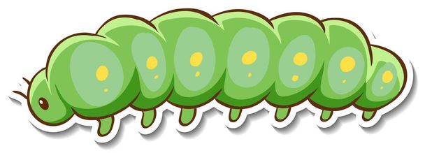 Adesivo disegno con simpatico verme verde isolato illustrazione - Vettoriali, immagini