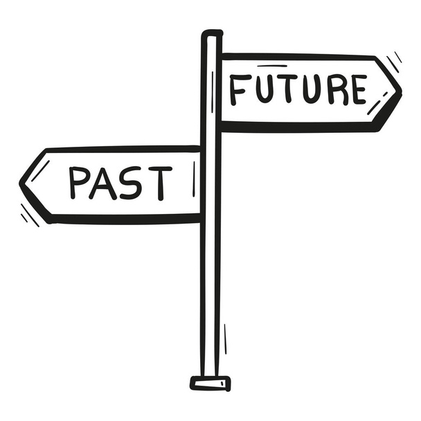 hand drawn way to the past or future icon in doodle style isolated. - Vector, Image