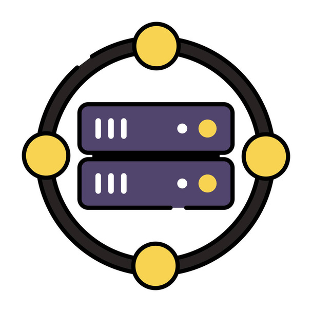 Ein Hardware-Datenserver-Rack-Symbol in flachem Design - Vektor, Bild