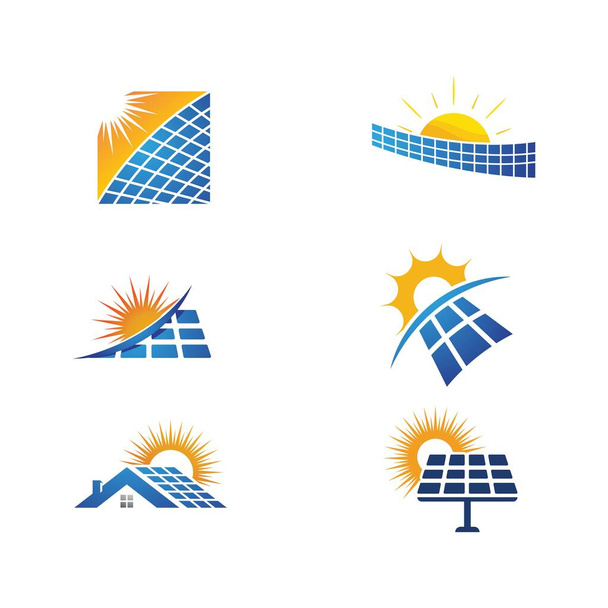 Plantilla de ilustración de icono de vector de energía solar - Vector, imagen