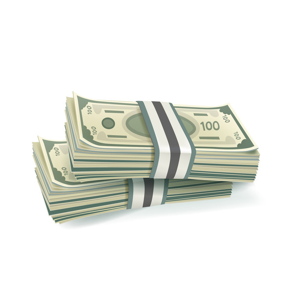 two stacks of money isolated on white - Vector, Image