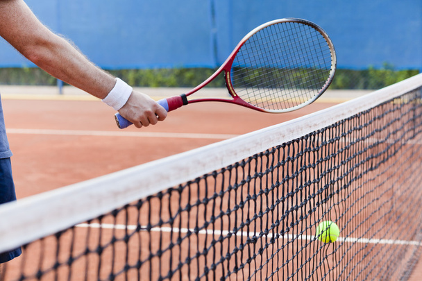 Playing tennis, roland garros court type - Фото, изображение