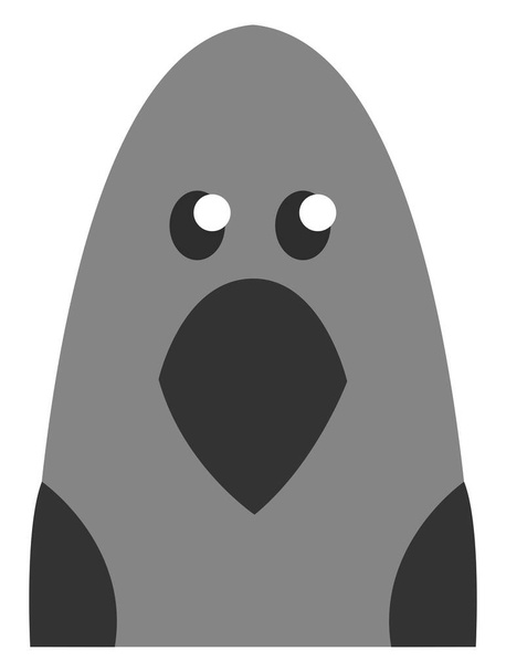 Grey crow head, illustration, vector on a white background. - Vetor, Imagem