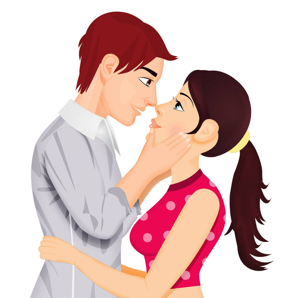 illustration of boy and girl kissing - Foto, immagini