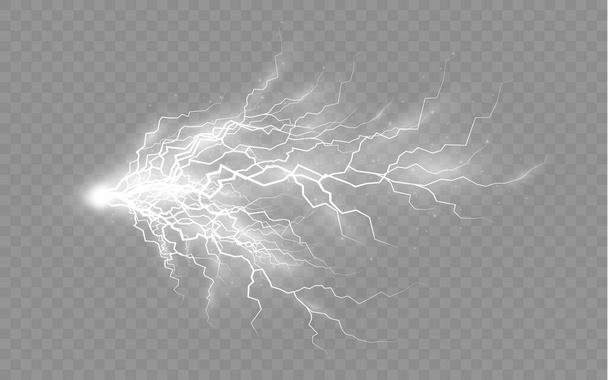 Set of zippers, thunderstorm and effect lightning. - Vector, Image