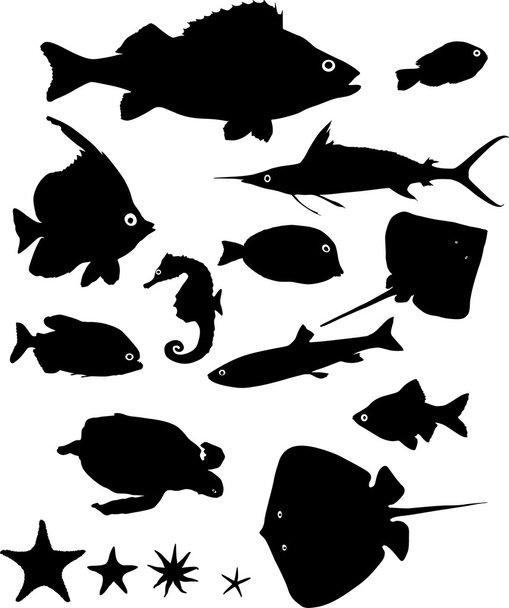Molte sagome di animali acquatici
 - Vettoriali, immagini