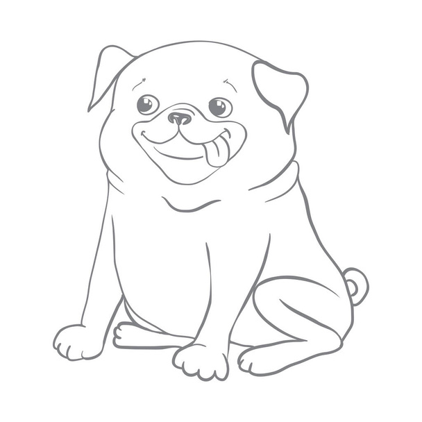Dog sketch a hand drawn happy fashionable pug. Vector illustration - Vecteur, image