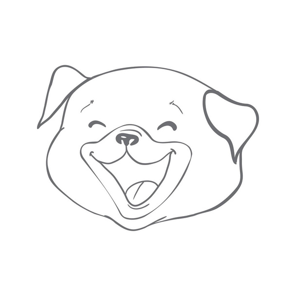 Dog sketch a hand drawn happy fashionable pug. Vector illustration - ベクター画像