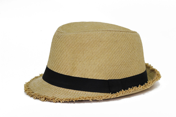 Sombrero de paja panama de verano aislado en blanco
 - Foto, imagen