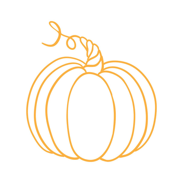 Halloween pumpkin icon. Vector. Autumn symbol. Flat design. Halloween scary pumpkin with smile, happy face. Orange squash silhouette isolated on white background. Cartoon colorful illustration. - Wektor, obraz