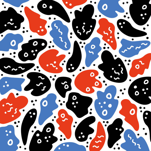 Multicolored background in the form of spots, dots and scribbles on a white background. Flat vector illustration. - Vector, imagen