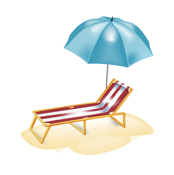 umrella και καρέκλα για ηλιοθεραπεία - Διάνυσμα, εικόνα