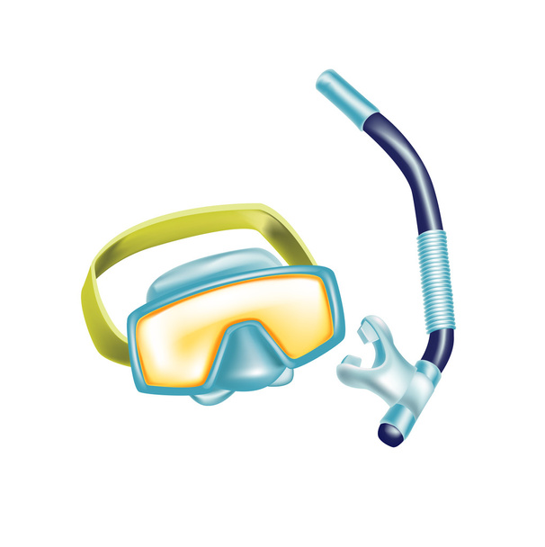 scuba diving glasses with snorkel isolated - Vector, afbeelding