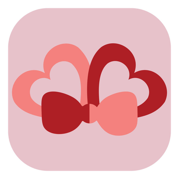Twee rode harten met strik, illustratie, vector op een witte achtergrond. - Vector, afbeelding