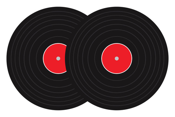 Music records, illustration, vector on a white background. - Vector, Image