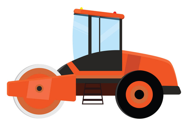 Red road roller, illustration, vector on a white background. - Vector, Image